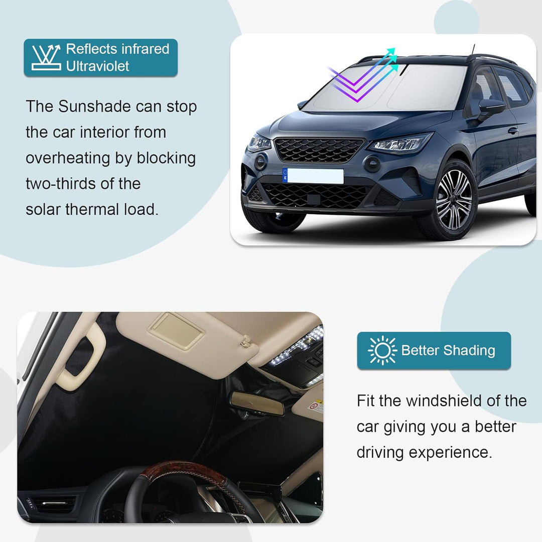 [Upgrade] CDEFG Kompatibel mit Seat Arona KJ7 FR 2016-2025 2026 Sonnenschutz Abdeckungen Frontscheib
