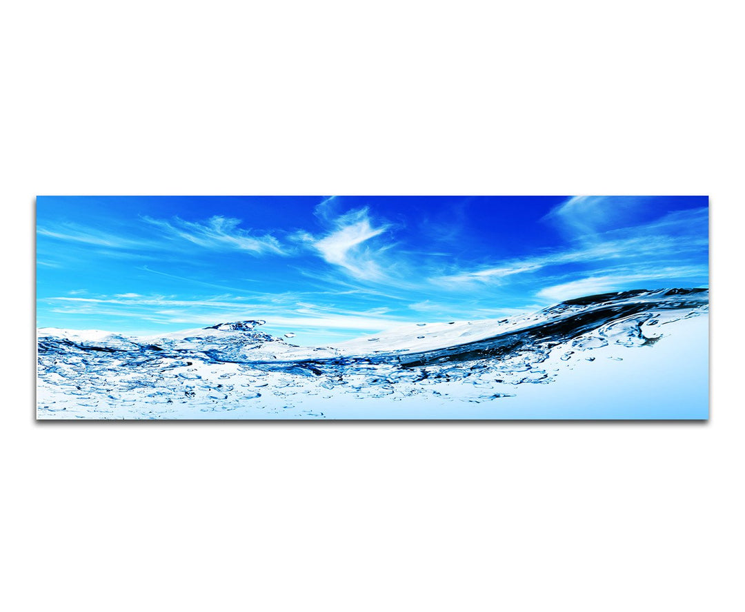 Paul Sinus Art Panoramabild auf Leinwand und Keilrahmen 120x40cm Wasser Welle Blasen Himmel Wolkensc