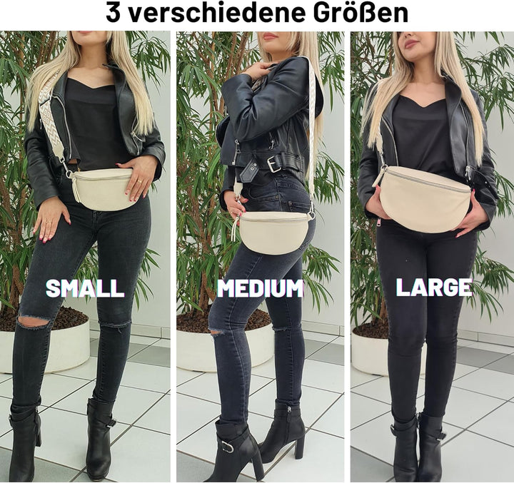 Blade Bauchtasche Damen Echtleder, stylische Gürteltasche Damen mit 2 gemusterten und Leder abnehmba