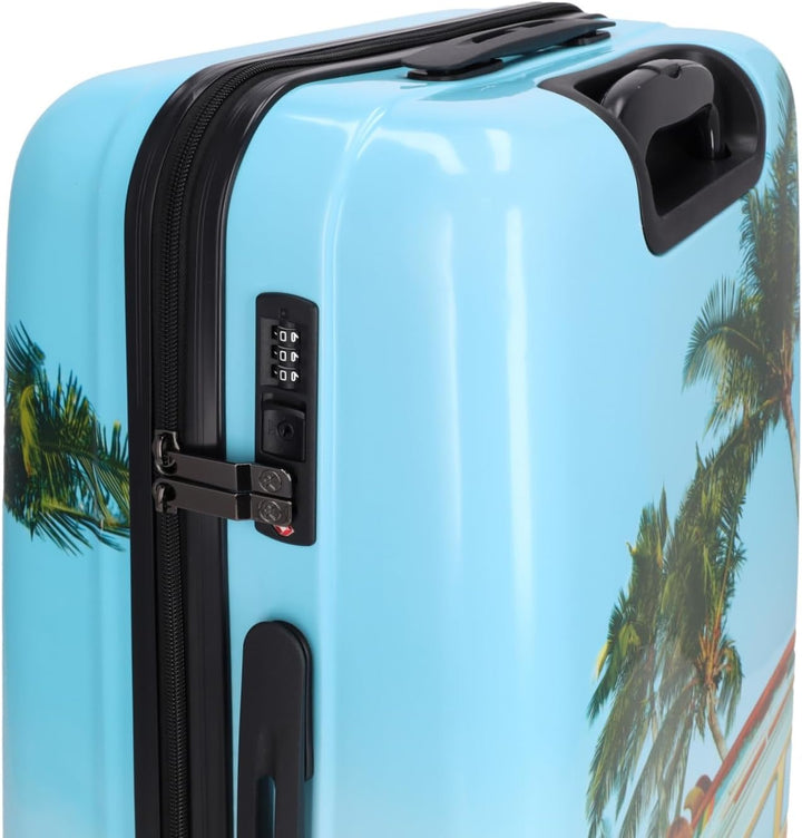 Reisetrolley Plumeria 4W | Hartschalen Koffer aus Stabiler ABS-Schale | TSA-Zahlenschloss | Vier 360