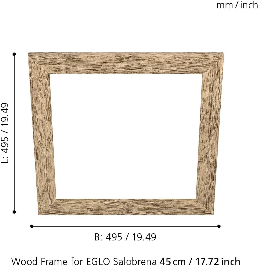 EGLO Deko-Rahmen aus Holz, Zubehör für LED Panel Salobrena 45 x 45 cm, quadratischer Holz-Rahmen in
