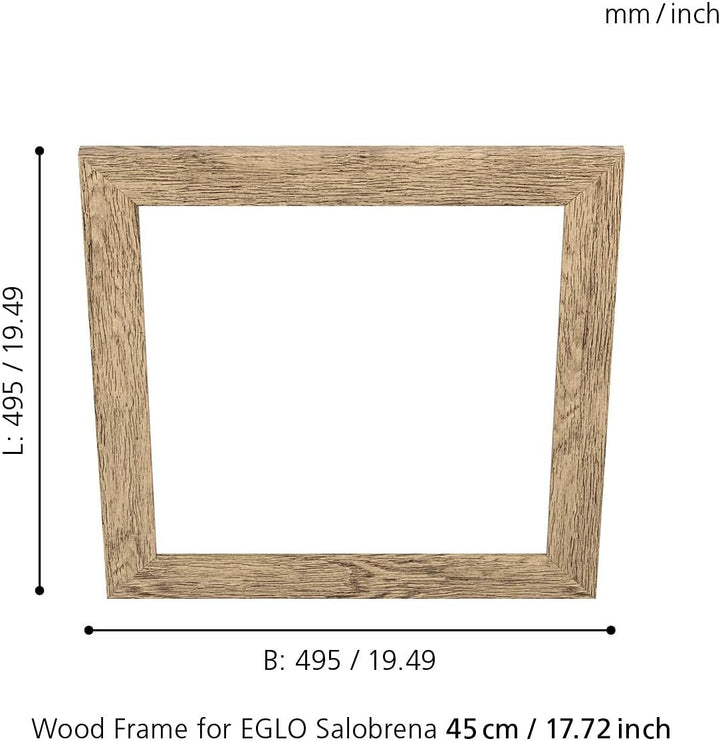 EGLO Deko-Rahmen aus Holz, Zubehör für LED Panel Salobrena 45 x 45 cm, quadratischer Holz-Rahmen in