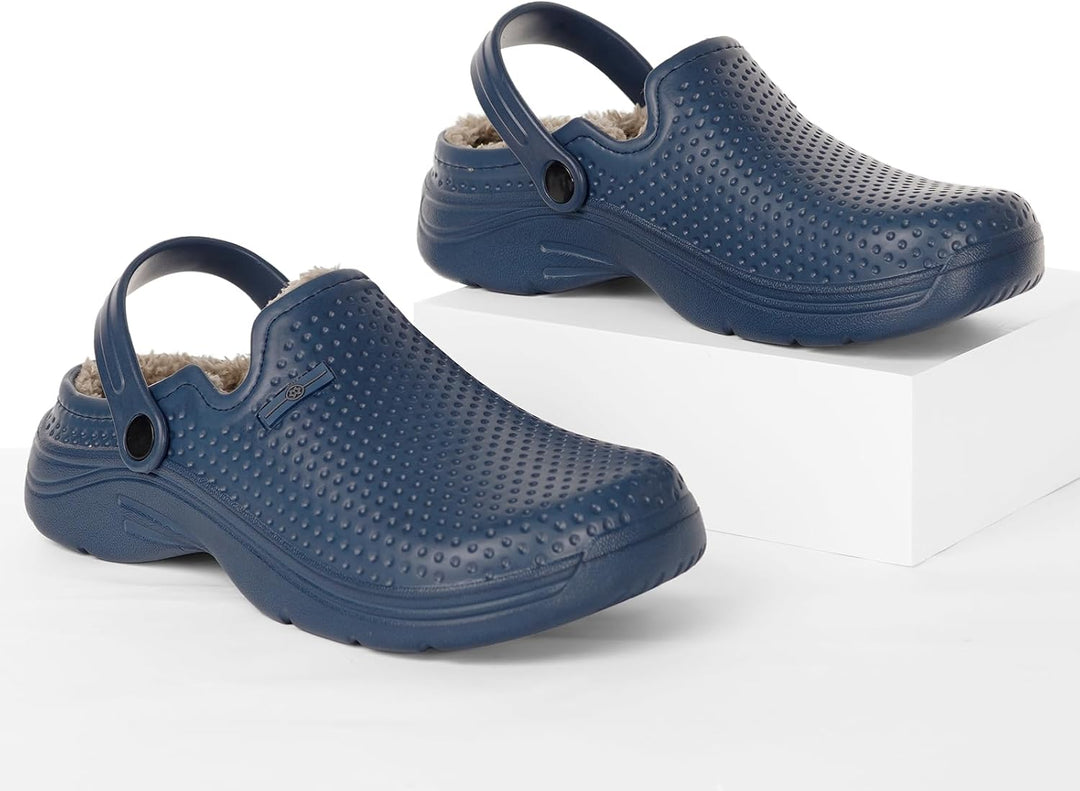 Hsyooes Clogs Damen Winter Gartenschuhe Herren Gefütterte Hausschuhe Wasserdicht Plüsch Pantoletten