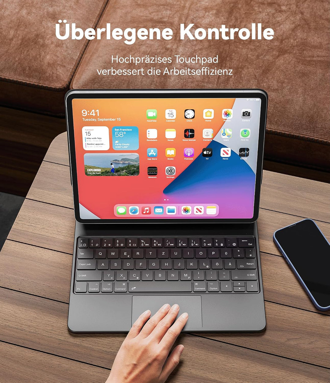 Earto iPad Pro 12,9 Tastatur 2022, Magnetische Freischwebende Tastatur Hülle mit Touchpad, 7-Farbige