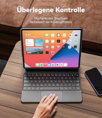 Earto iPad Pro 12,9 Tastatur 2022, Magnetische Freischwebende Tastatur Hülle mit Touchpad, 7-Farbige