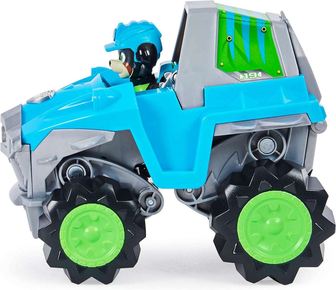 PAW Patrol Dino Rescue Deluxe Fahrzeug von Rex, inklusive Rex-Spielfigur und Überraschungs-Dinosauri