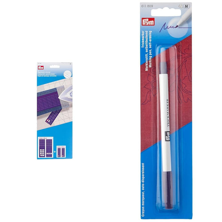 Prym 611937 Bügellineale universal Lineal & Trick-Marker (selbstlöschend), violett Bundle mit Trick-