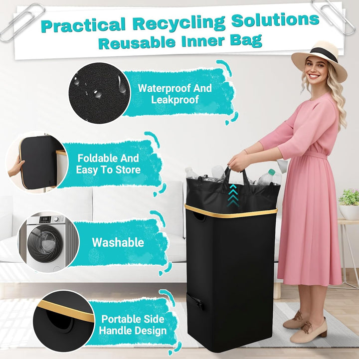 105L Pfandflaschen Sammelbehälter,Gross Pfandflaschen Behälter für 30-50 Flaschen Recycling Behälter