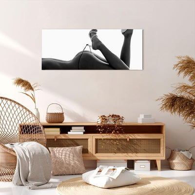 Panorama Bilder auf Leinwand 100x40cm Leinwandbild mit Rahmen Frau Akt Pose Gross Wanddeko Bild Schl