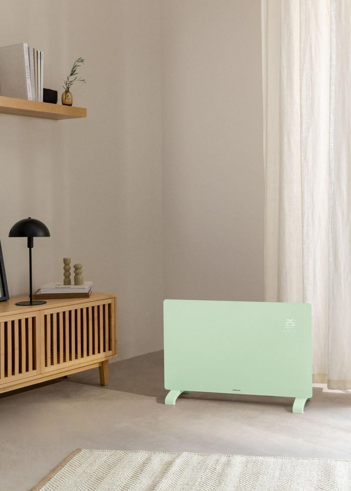 CREATE/WARM CRYSTAL 2000 W/Elektrischer Konvektor aus Glas mit WiFi pastellgrün/LED-Touchscreen, 2 L