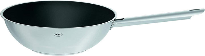 RÖSLE ELEGANCE Wokpfanne/Wok, Ø 28 cm, Edelstahl 18/10, Keramikversiegelung, Edelstahlgriff, indukti
