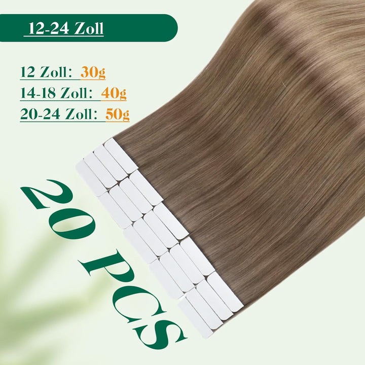 Easyouth Tape in Extensions Echthaar Glue in Haar Extensions Echthaar Farbe Ash Brown Mix Platinum B