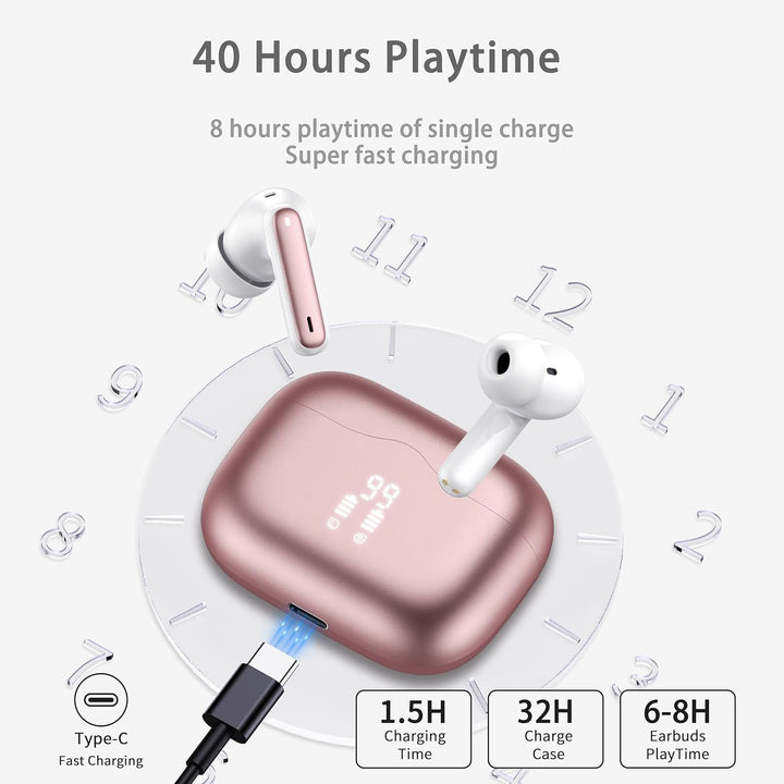 Bluetooth Kopfhörer, Kopfhörer Kabellos Bluetooth 5.3 In Ear Kopfhörer mit 4 ENC Noise Cancelling Mi