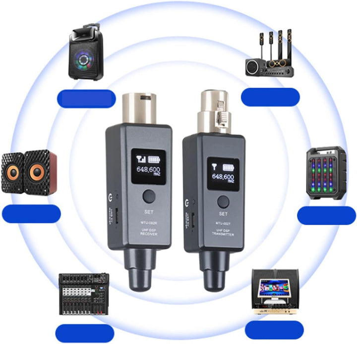 VBESTLIFE 470-960 MHz Funkmikrofon-Adapter Eingebaute Dual-Antennen, Wiederaufladbares Funkmikrofon