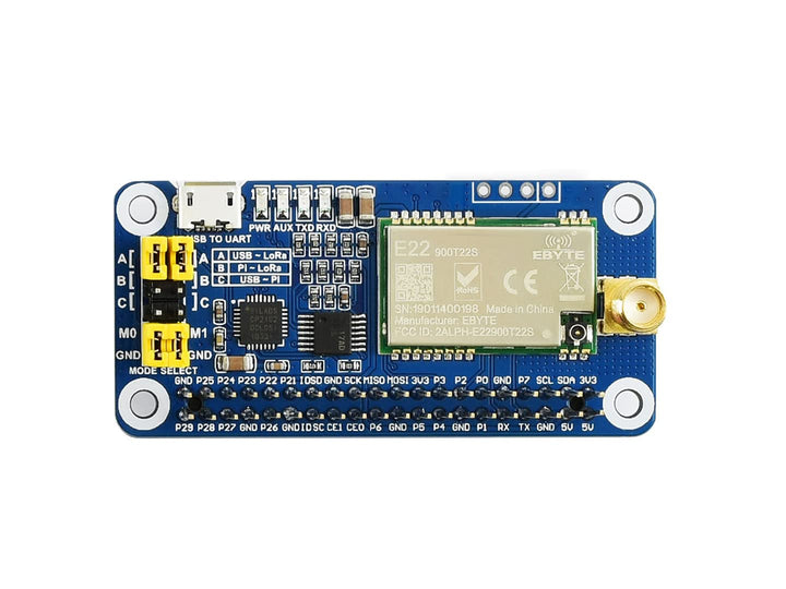 Waveshare SX1262 868M LoRa HAT, Compatible with Raspberry Pi, for Europe/Asia/Africa