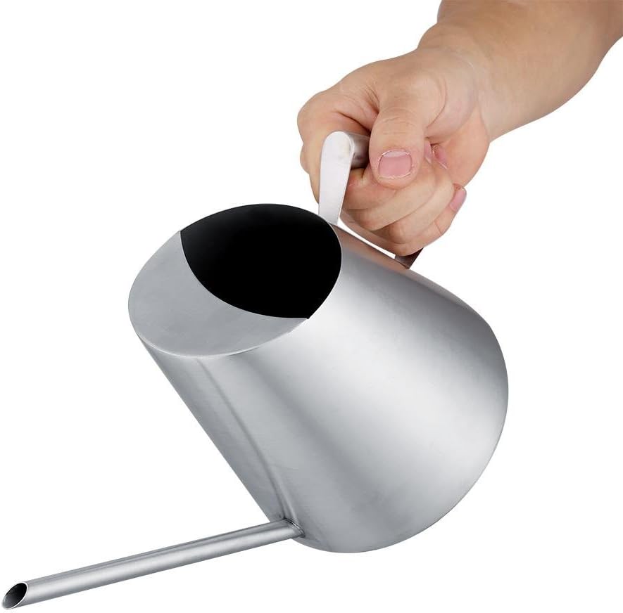Hztyyier 1500 ml Edelstahl Giesskanne gebürstet solide Giesskanne mit langem Auslauf für Indoor Outd