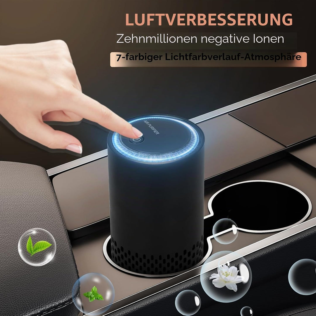FYY Kleine HEPA Luftreiniger-USB Powered Auto Luftreiniger, Geruchsfrischer mit Farblicht, Reiserauc