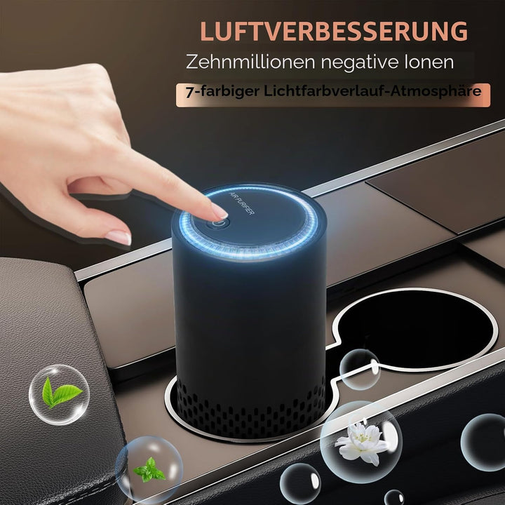 FYY Kleine HEPA Luftreiniger-USB Powered Auto Luftreiniger, Geruchsfrischer mit Farblicht, Reiserauc