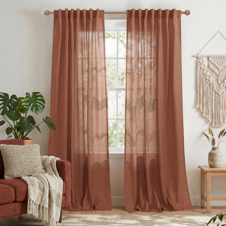 Cortinas para Salas Modernas Bohemian-Vorhänge für Wohnzimmer, mit Rückenlasche, Boho-Stil, Leinen,