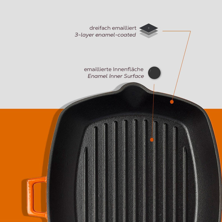 LAVA GRILLPAN M/TEGENGREEP 320X260 MM LVPGT2632K0O ORANGE/BLACK 26x32cm Farbverlauf Orange, 26x32cm