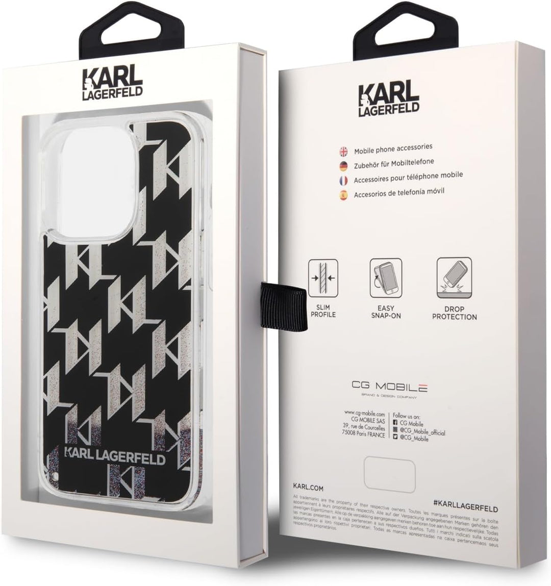 KARL LAGERFELD KLHCP14MLMNMS hülle für iPhone 14 Plus 6,7" hardcase Silber/Silver Liquid Glitter Mon