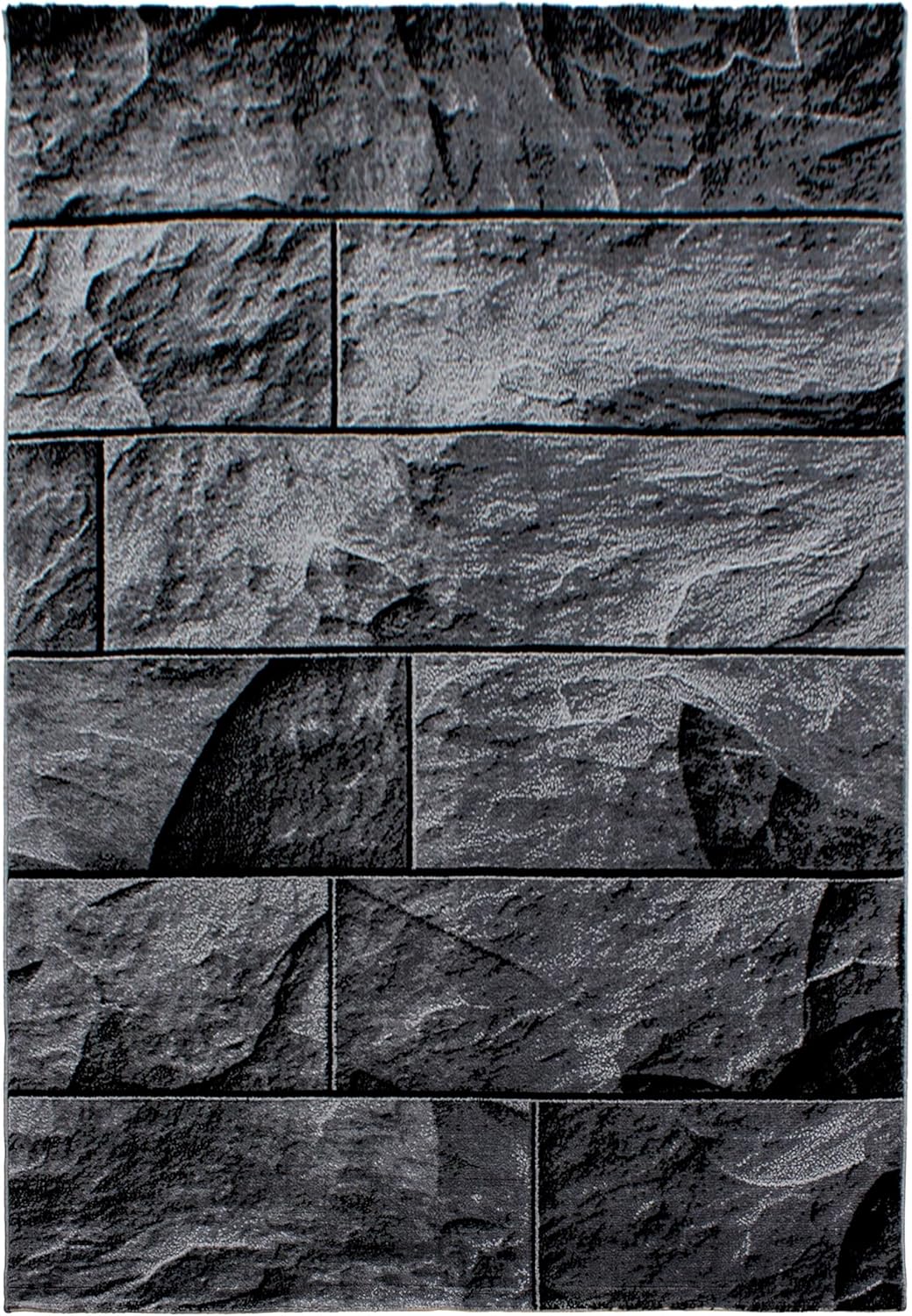 HomebyHome Küchenteppich Teppich Wohnzimmer 80x150 cm Läufer Flur Schwarz Kurzflor Wand Design - Tep
