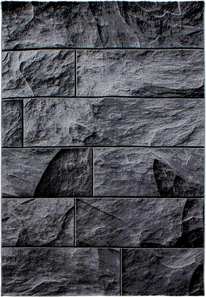 HomebyHome Küchenteppich Teppich Wohnzimmer 80x150 cm Läufer Flur Schwarz Kurzflor Wand Design - Tep
