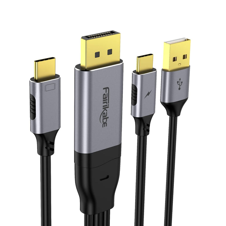 fairikabe DisplayPort auf USB C 4K 60Hz, Upgrade DisplayPort auf USB-C Kabel, 2m, unidirektionales D