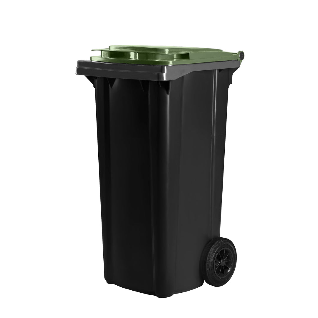 Hardwex Mülltonne mit 2 Rädern und Deckel, Müllgrossbehälter, Abfalltonne, Mülleimer, Volumen: 120 L