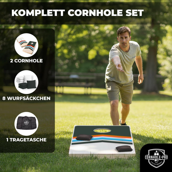 Offizielles Cornhole Spiel – 90×60 cm – Komplettes Set mit 2 Boards + 8 Säckchen – Robustes Wurfspie
