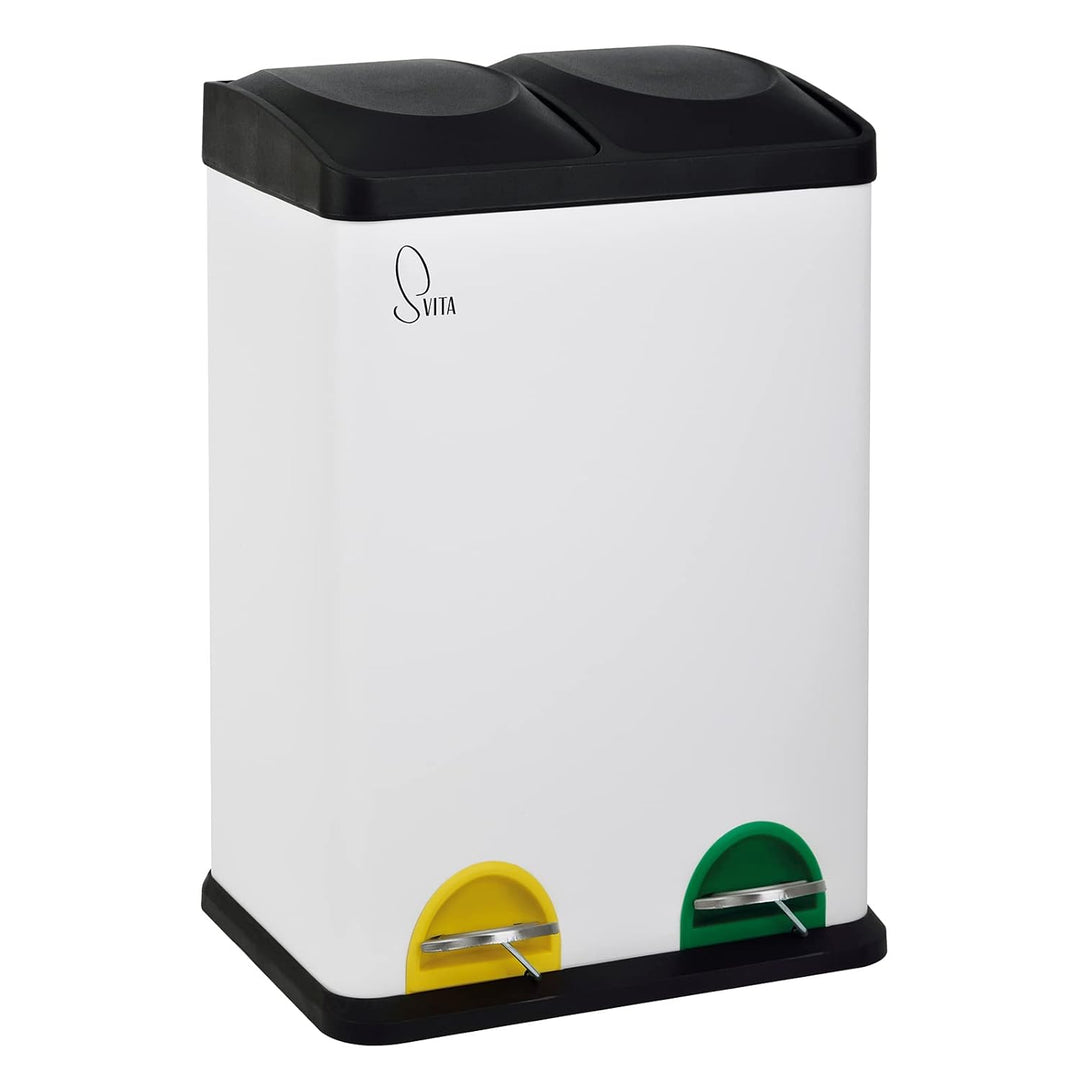 SVITA TC2X20 Küchen-Eimer 40Liter Fassungsvermögen 2x20L Abfalleimer 2er-Mülleimer Mülltrennung Tret