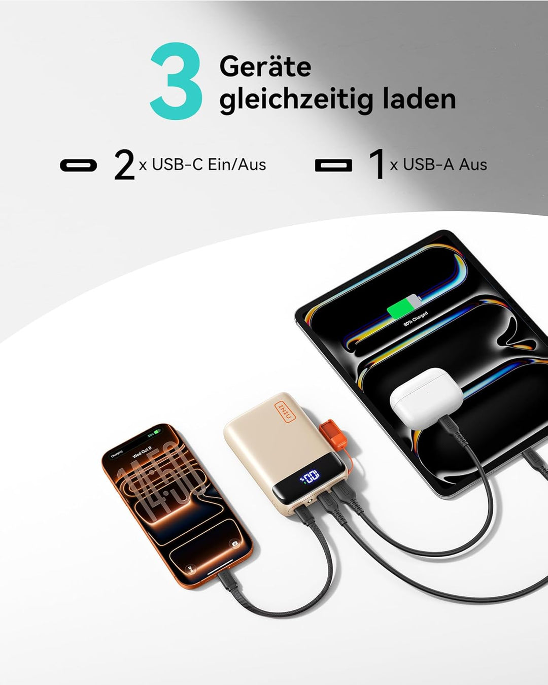 INIU Power Bank, Ultra Klein 20000mAh 22.5W Schnellladefunktion Power Bank, USB-C In&Out Externe Han
