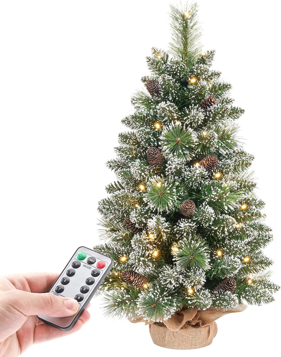 Yorbay Mini Weihnachtsbaum mit Beleuchtung LED, 70 cm Tannenbaum mit Stern-Baumspitze und echtem Kie