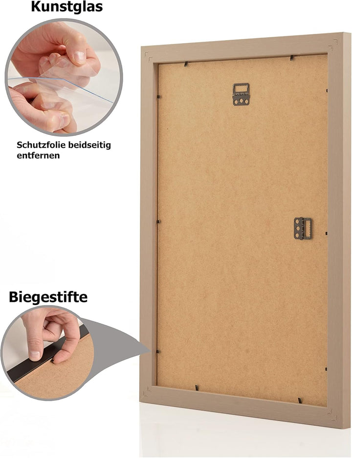Stallmann Design Bilderrahmen 70x100 cm grau Holz mit Acrylglas Rahmen-Breite 20mm Posterrahmen Wech