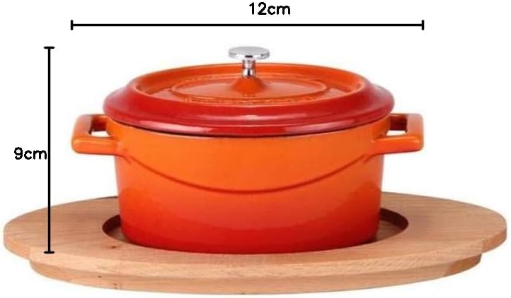 Pentole Agnelli Slowcook Ovaler Schmortopf aus Gusseisen mit 2 Griffen, Orange, 12 cm 12 x 9 Cm Oran