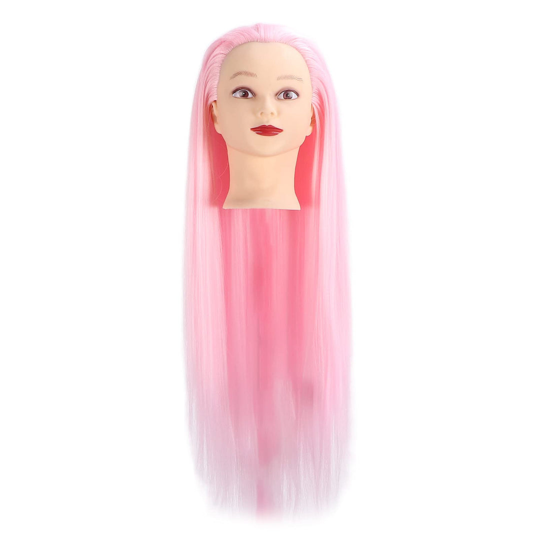 NSXAYIWE Rosa Haar-Mannequin-Kopf, Echthaar-Kosmetologie-Mannequin-Kopf, Puppenkopf für Haarstyling-