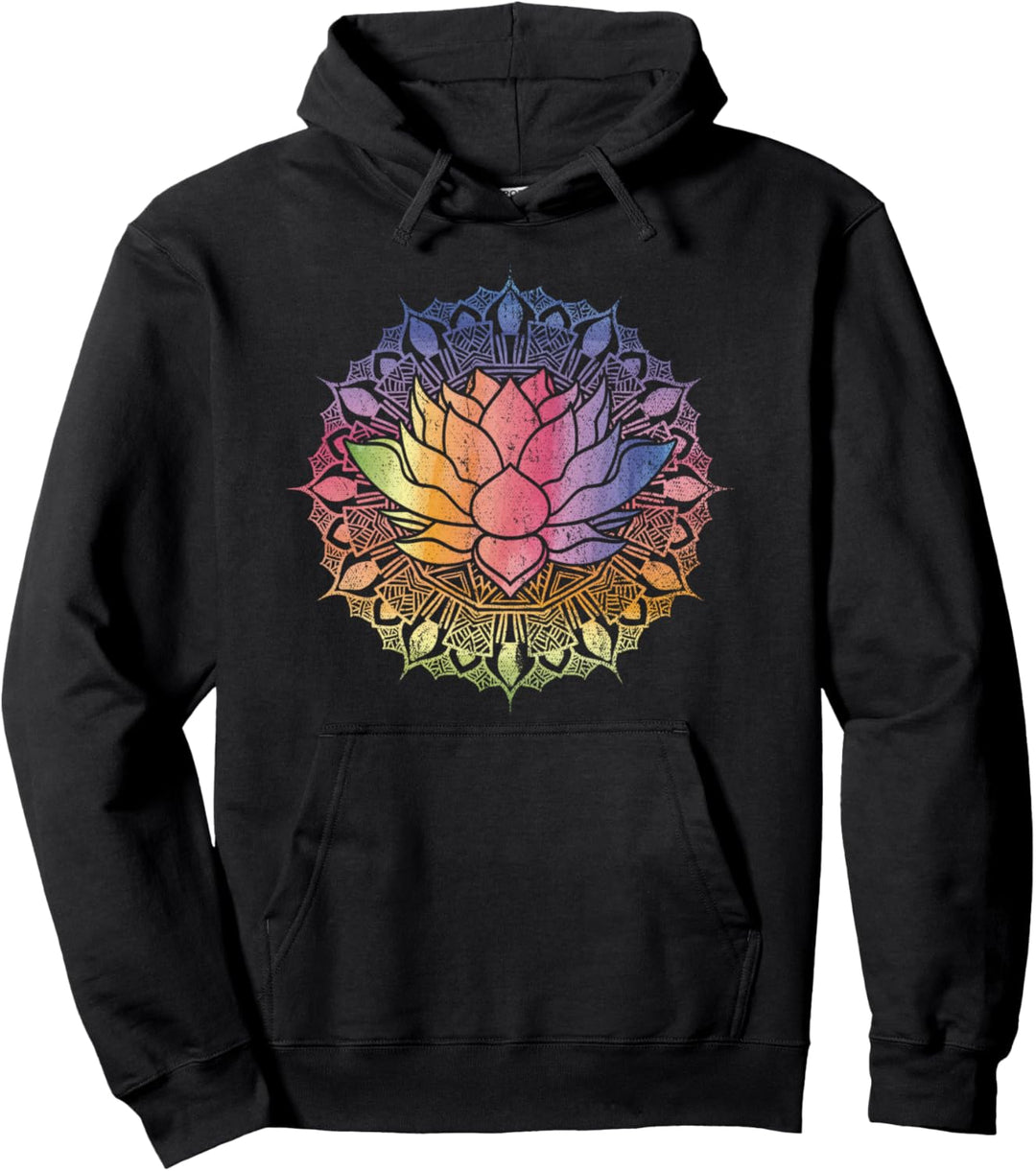 Lotusblume Pilates Yoga Farbenfrohes Mandala Lotus Pullover Hoodie
