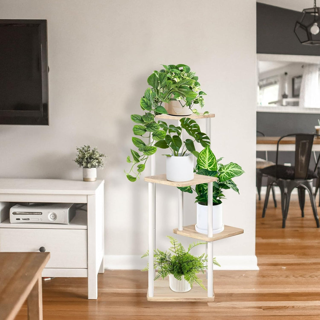 4-Tier Hölzern Blumenregal Pflanzenregal, Mehrstöckig Blumenständer Pflanzenständer Blumenbank Blume
