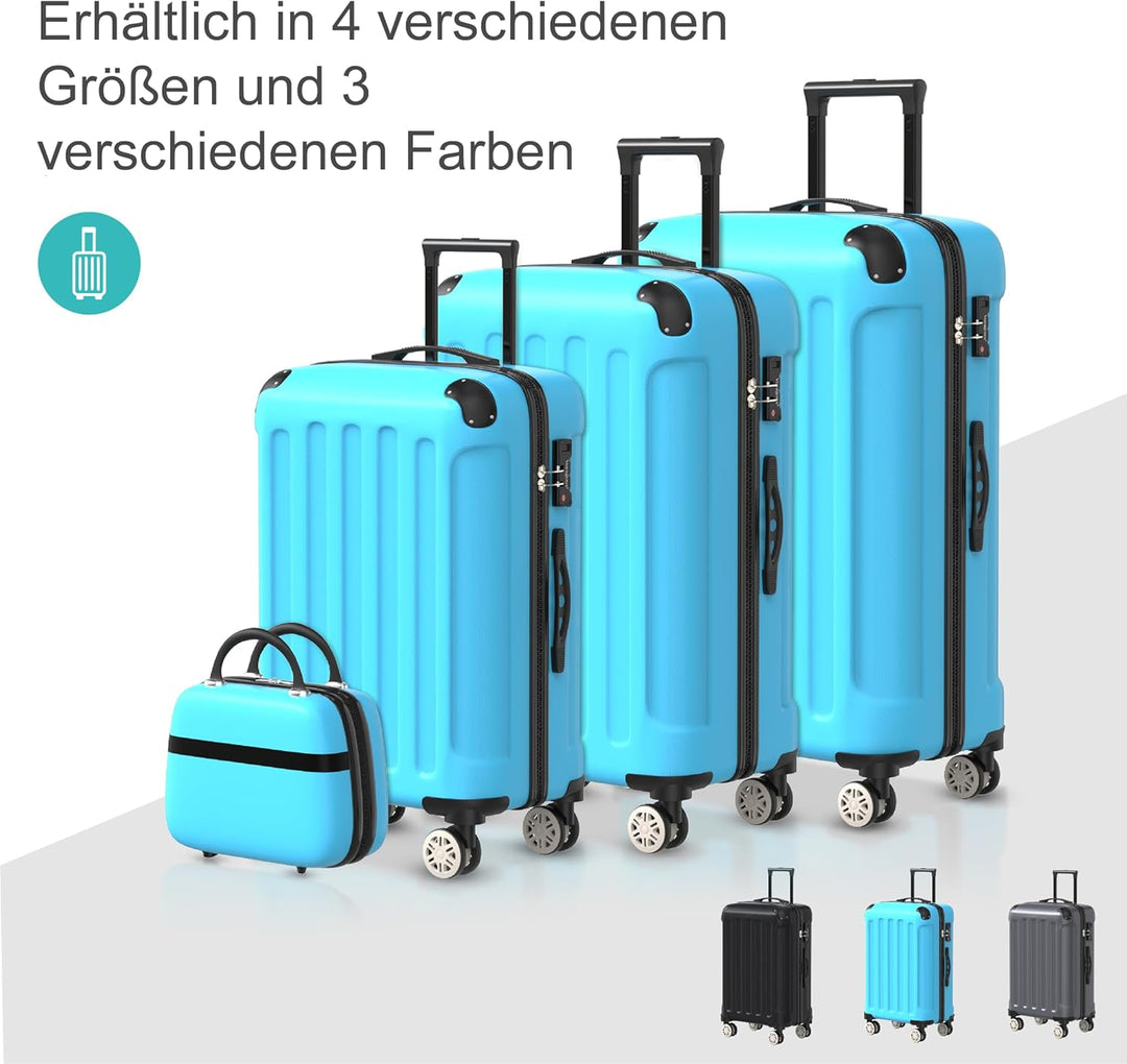 Voyagoux Kofferset 3 teilig - 14L, 35L & 72L, Hartschalenkoffer Set, TSA-Schloss, ABS, 4X 360° Rolle