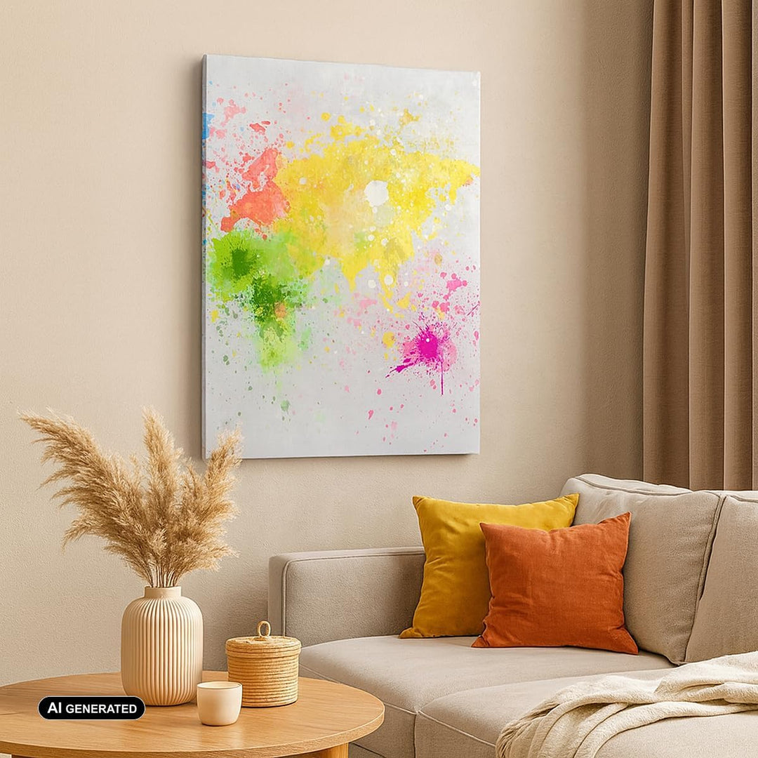 Bilder auf Leinwand Karte Welt modern Leinwandbild mit Rahmen 45x80cm Wandbilder Dekoration Wohnzimm
