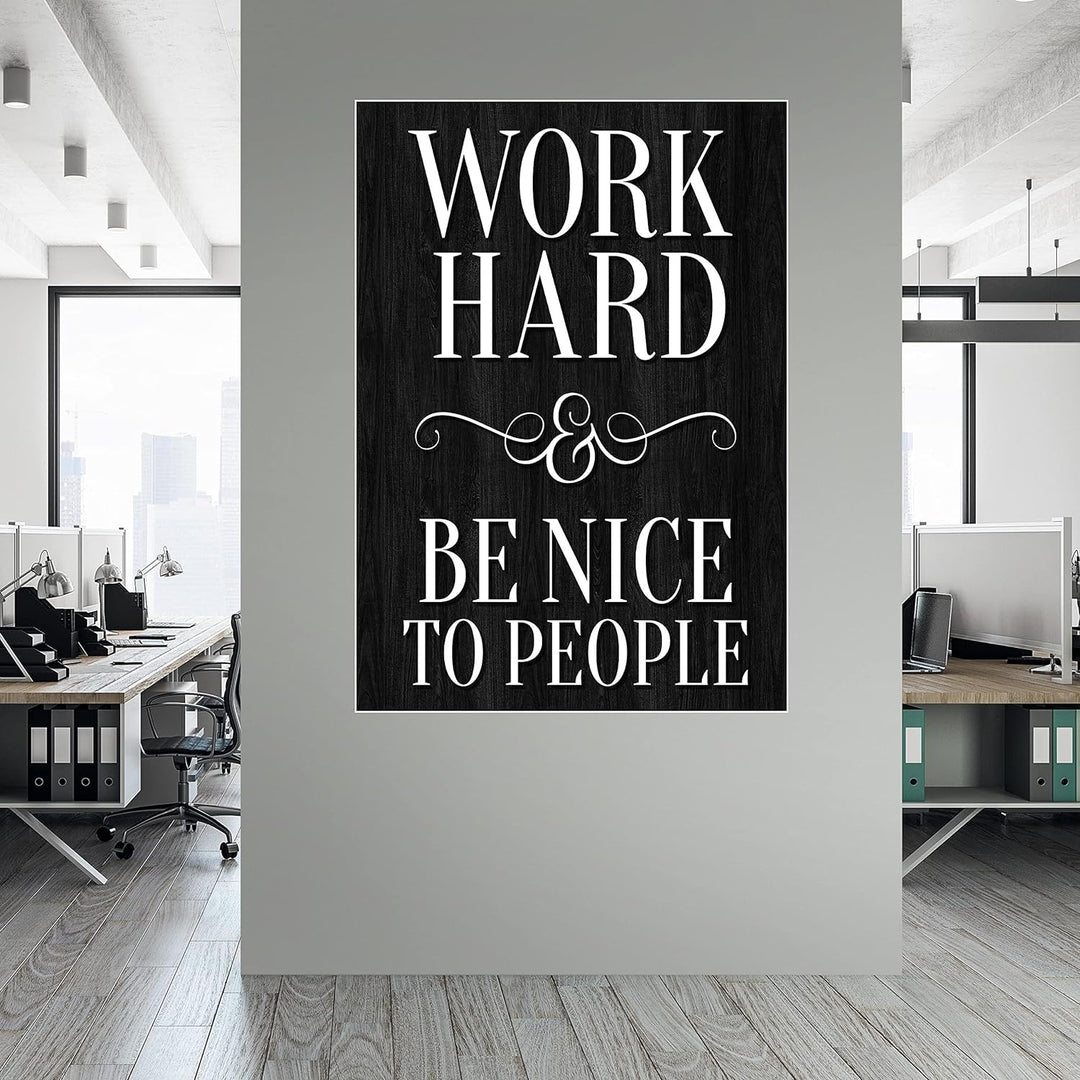 wandmotiv24 Poster als Wanddeko, Grösse Din A0, Work Hard, be Nice, Holz dunkel, Moderne Wanddeko, W