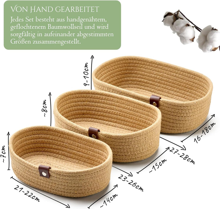Aufbewahrungskörbe oval kamelbraun beige für Regale Schränke Schlafzimmer Badezimmer Organisation Sc