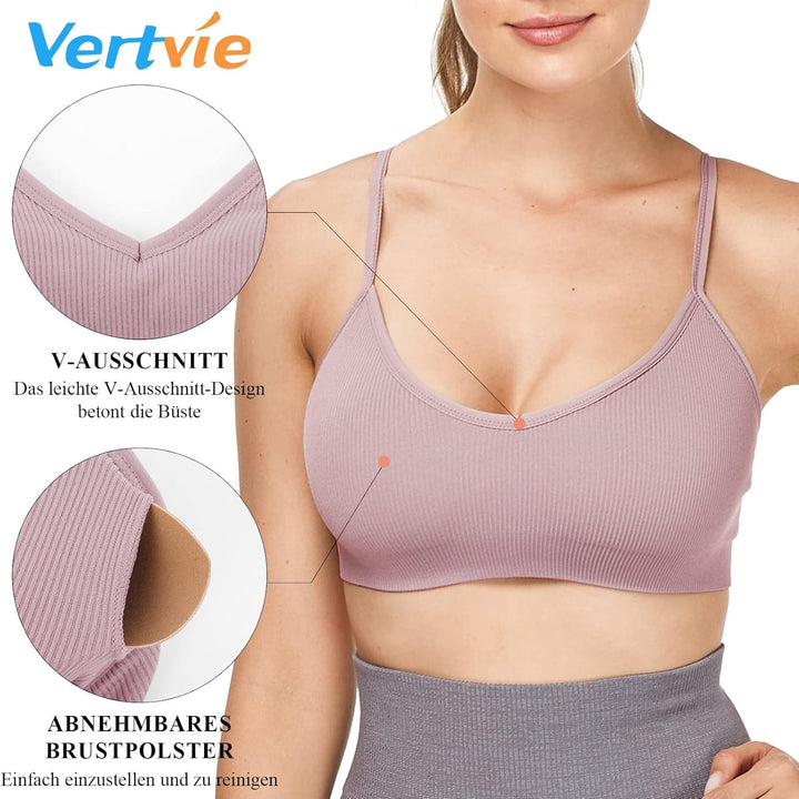 Vertvie Damen 2/3/4er Set Basic Wohlfühl BH Sport BH Spaghettiträger Bralette ohne Bügel Nahtlose Ge