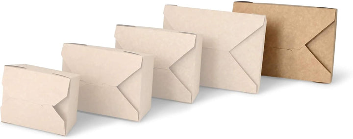 BIOZOYG Speise Box Take Away I Bio Speisebox mit Faltdeckel 1500 ml I Pappschachtel rechteckig I bra