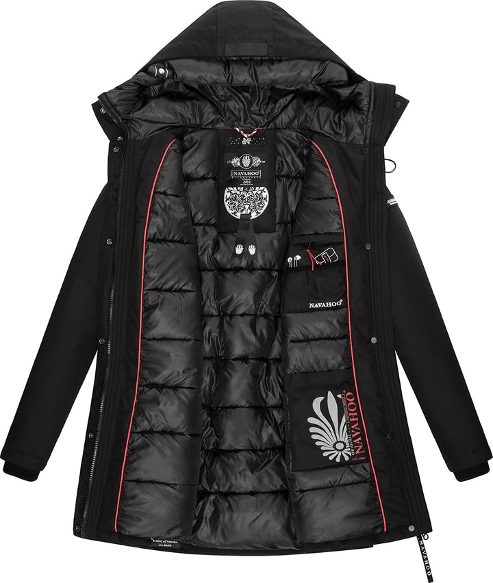Navahoo Damen Warmer Winter Kurzmantel Blizzardstorm XS-3XL XS Schwarz, XS Schwarz