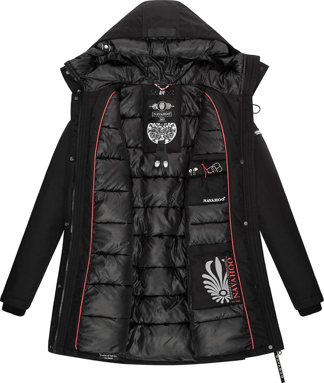 Navahoo Damen Warmer Winter Kurzmantel Blizzardstorm XS-3XL S Schwarz, S Schwarz