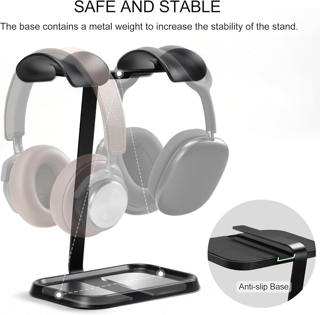 Doppel Kopfhörer Ständer, Stabiler Doppel Headset Halterung mit Ablagefach, Schwere Basis Gaming Kop