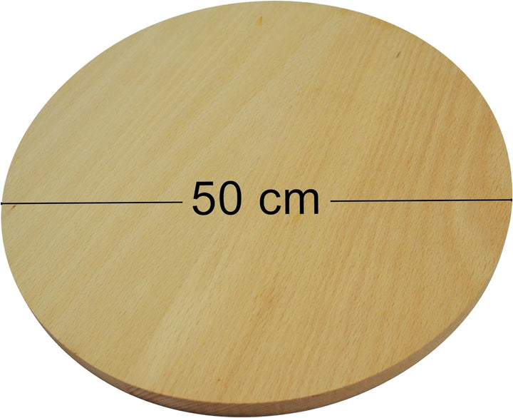 Wooden World Runder Pizzateller aus massivem Holz, Schneidebrett mit Griff, zum Servieren von Pizza,