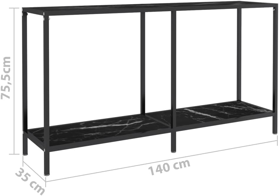 Bussandri Exclusive - Konsolentisch Schwarz 140x35x75,5 cm Hartglas