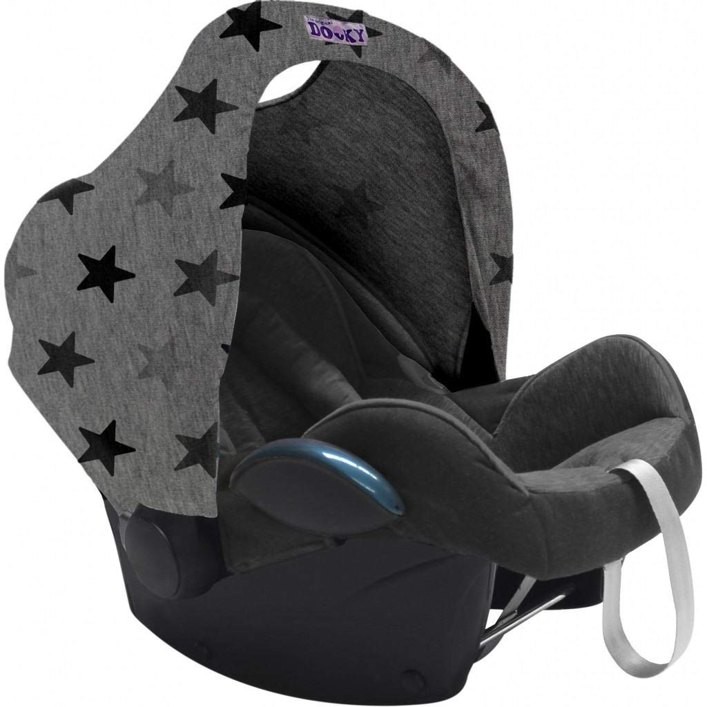 Original Dooky Hoody Sonnenschutz Sonnenverdeck für Babyschalen oder Kinderwagen (Design: Grey Stars